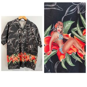 Caribbean Fun Black Size L Hawaiian Short Sleeve Button up shirt